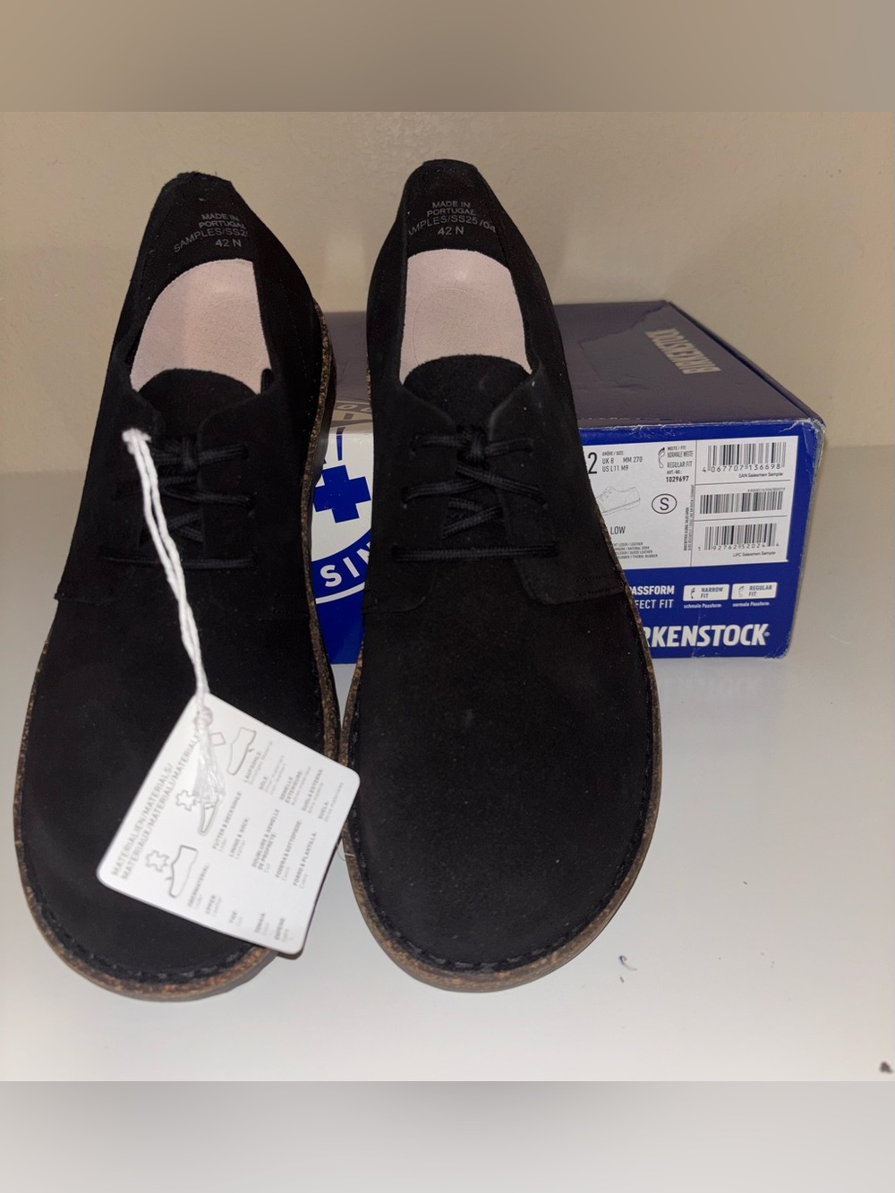 Birkenstocks Uppsala Low-top Lace-up Oxford Suede Shoe in Black Sz 42 NIB